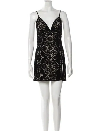 Pre-owned Saylor Lace Pattern Mini Dress W/ Tags In Black
