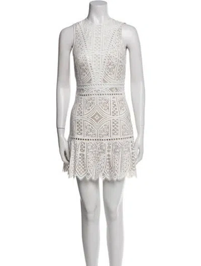 Pre-owned Saylor Lace Pattern Mini Dress In White