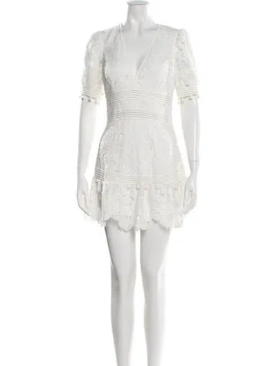 Pre-owned Saylor Lace Pattern Mini Dress In White