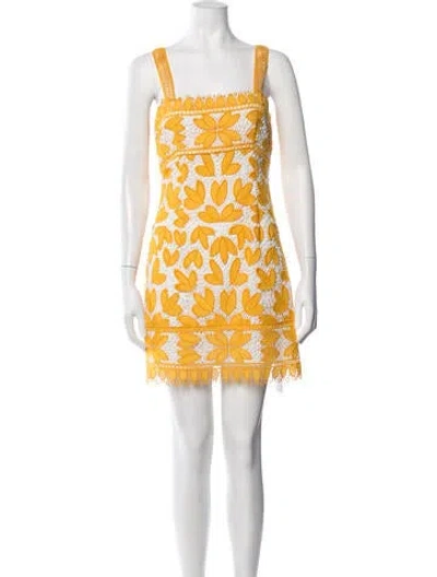 Pre-owned Saylor Lace Pattern Mini Dress In Yellow