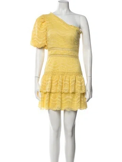 Pre-owned Saylor Lace Pattern Mini Dress In Yellow
