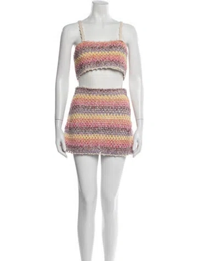 Pre-owned Saylor Lace Pattern Skirt Suit In Purple