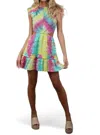 Saylor Leilanie Smocked Cutout Back Mini Dress In Rainbow Tie Dye In Multi