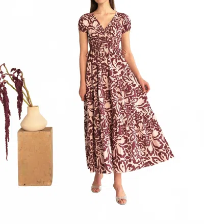 Saylor Lera Maxi Dress In Maroon In Animal Print