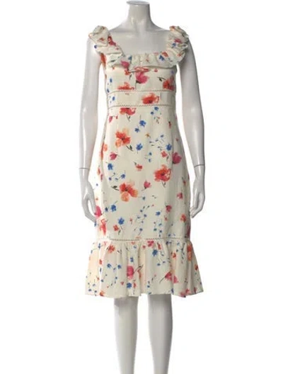 Pre-owned Saylor Linen Midi Length Dress In Neutral