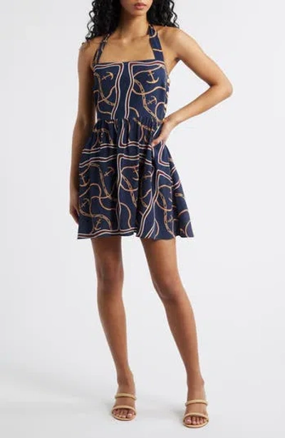 Saylor Lochlan Halter Minidress In Deep Navy