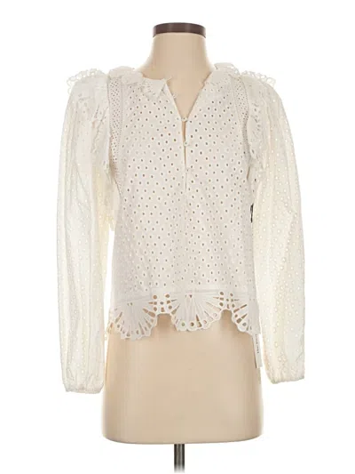 Pre-owned Saylor Long Sleeve Blouse In White