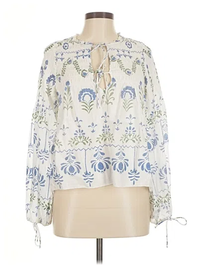 Pre-owned Saylor Long Sleeve Blouse In White