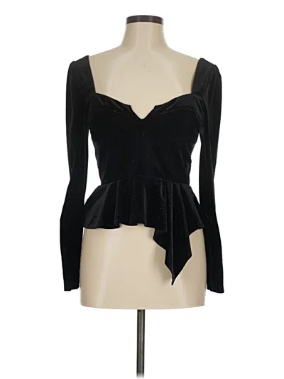 Pre-owned Saylor Long Sleeve Top Black Sweetheart Neckline Tops