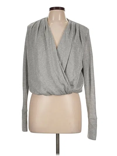 Pre-owned Saylor Long Sleeve Top Gray Cowl Neck Tops