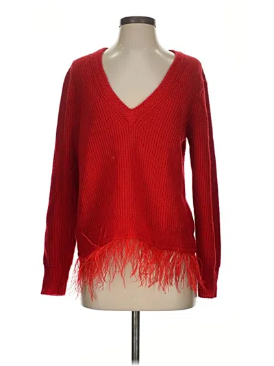 Pre-owned Saylor Long Sleeve Top Red V Neck Tops