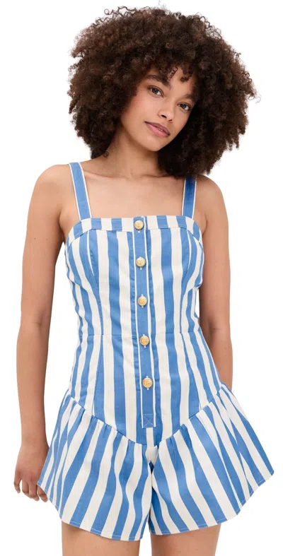 Saylor Loulou Romper Blue/crème In Multi