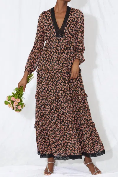 Saylor Lynda Midi Dress In Ditsy Floral In Brown