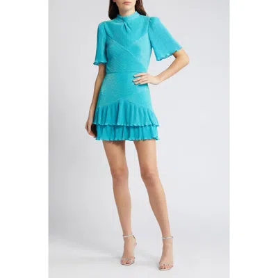 Saylor Marabella Ruffle Texture Dress In Blue