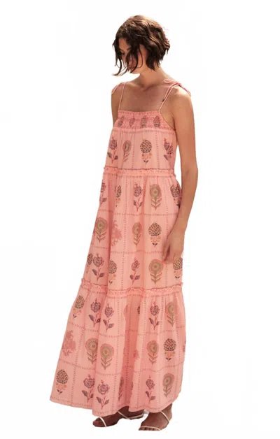 Saylor Mariska Maxi Dress In Tile Block Print In Pink