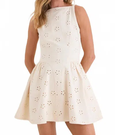 Saylor May Daisy Eyelet Denim Dress In Cream In Multi
