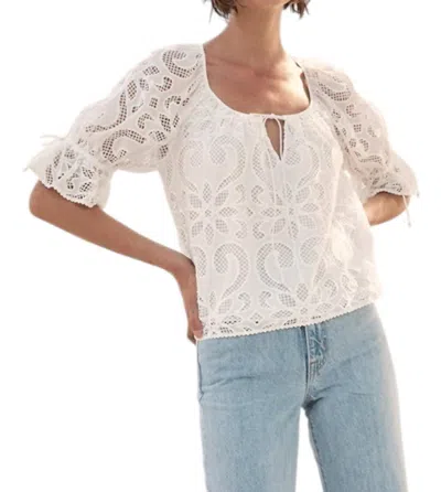 SAYLOR MEG EYELET TOP IN WHITE