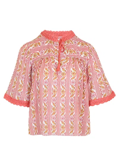 Saylor Meghry Retro Floral Block Top In Pink
