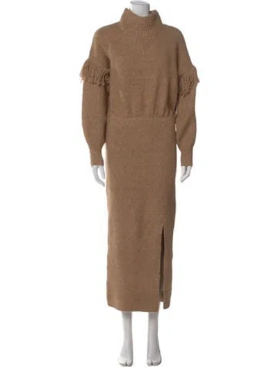 Pre-owned Saylor Mock Neck Long Dress In Neutral
