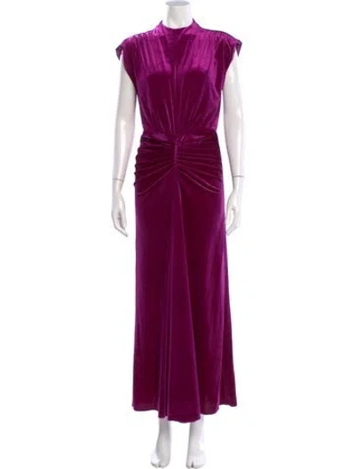Pre-owned Saylor Mock Neck Long Dress In Purple