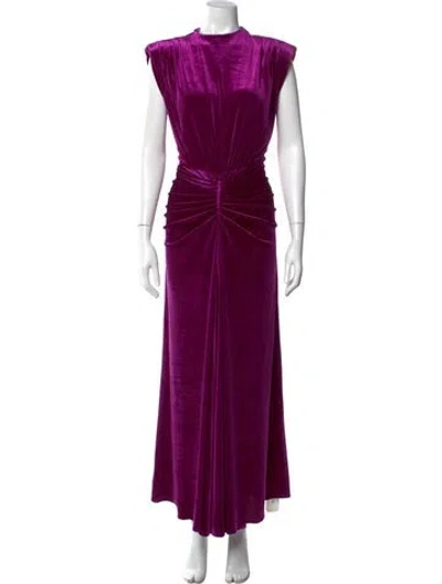 Pre-owned Saylor Mock Neck Long Dress In Purple