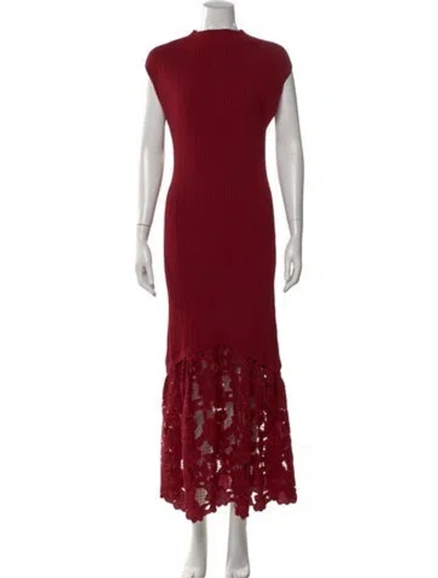 Pre-owned Saylor Mock Neck Long Dress In Red