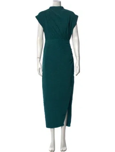 Pre-owned Saylor Mock Neck Midi Length Dress In Green