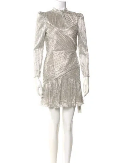 Pre-owned Saylor Mock Neck Mini Dress In Silver