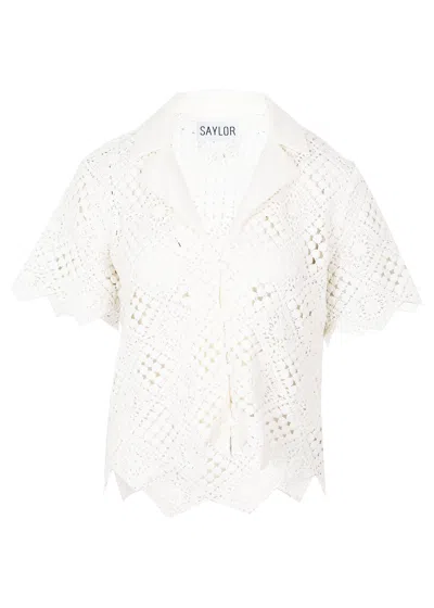 Saylor Nan Diamond Crochet Top In White