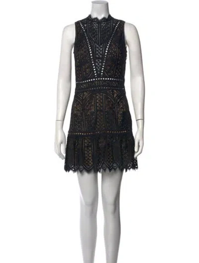 Pre-owned Saylor Nylon Mini Dress In Black