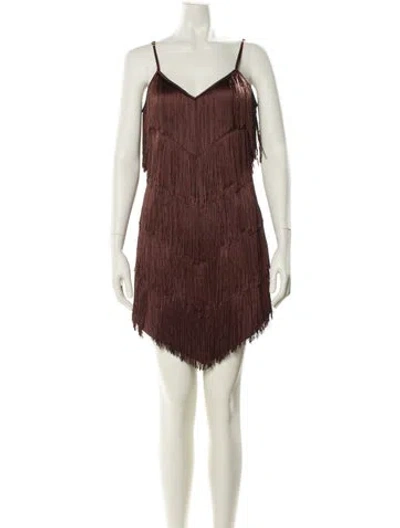 Pre-owned Saylor Nylon Mini Dress In Brown