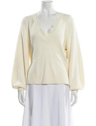 Pre-owned Saylor Nylon V-neck Sweater In Neutral