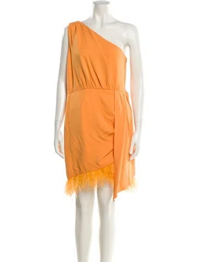Pre-owned Saylor One-shoulder Knee-length Dress In Orange