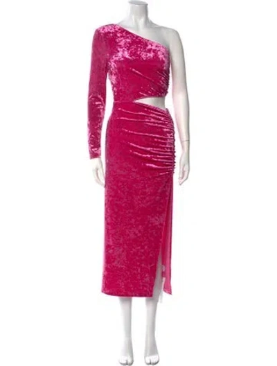 Pre-owned Saylor One-shoulder Midi Length Dress In Pink