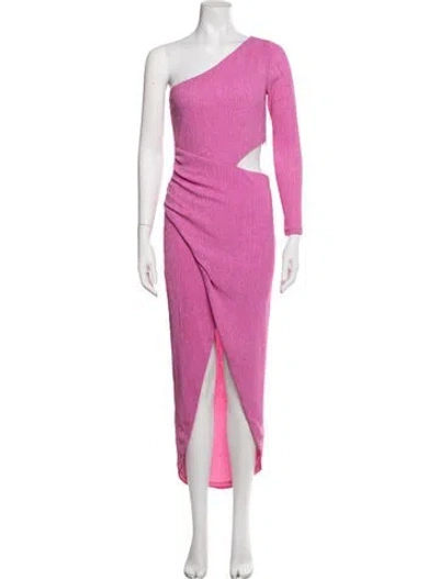 Pre-owned Saylor One-shoulder Midi Length Dress In Pink
