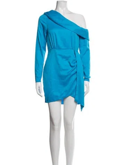 Pre-owned Saylor One-shoulder Mini Dress In Blue