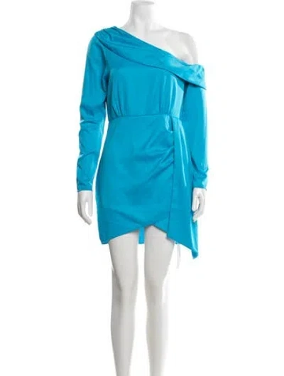Pre-owned Saylor One-shoulder Mini Dress In Blue