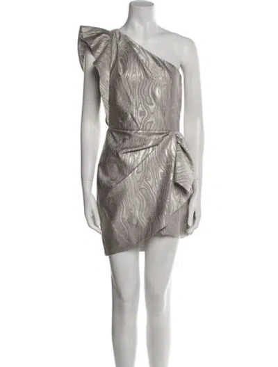 Pre-owned Saylor One-shoulder Mini Dress In Gray