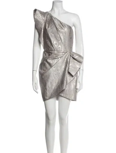 Pre-owned Saylor One-shoulder Mini Dress In Gray