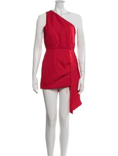 Pre-owned Saylor One-shoulder Mini Dress In Red