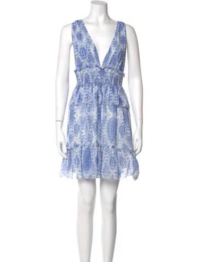 Pre-owned Saylor Paisley Print Mini Dress In Blue