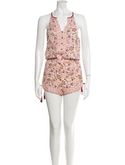 Pre-owned Saylor Paisley Print V-neck Romper W/ Tags In Multi