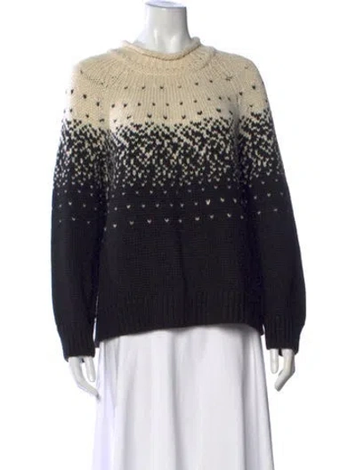 Pre-owned Saylor Patterned Crew Neck Sweater In Black