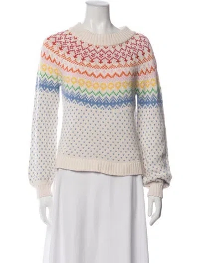 Pre-owned Saylor Patterned Crew Neck Sweater In Neutrals