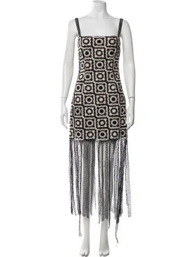 Pre-owned Saylor Patterned Long Dress In Black
