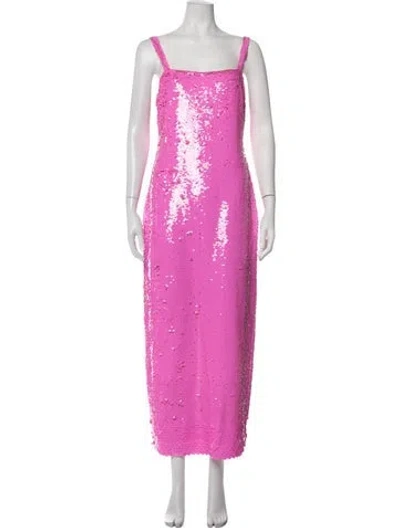 Pre-owned Saylor Patterned Long Dress In Pink