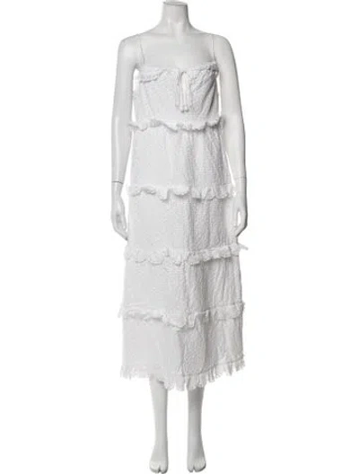 Pre-owned Saylor Patterned Long Dress In White