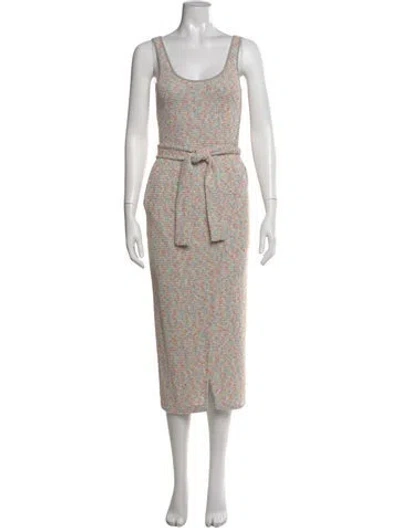 Pre-owned Saylor Patterned Midi Length Dress In Pink