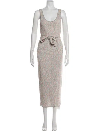 Pre-owned Saylor Patterned Midi Length Dress In Yellow