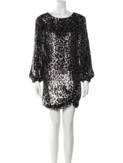 Pre-owned Saylor Patterned Mini Dress In Black